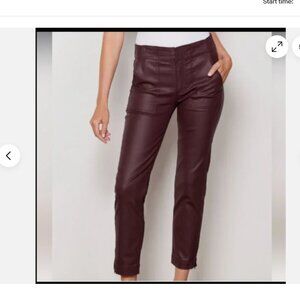 Kut From Kloth Reese Coated Ankle Utility Pant Bordeaux Straight Leg Size 4 NEW